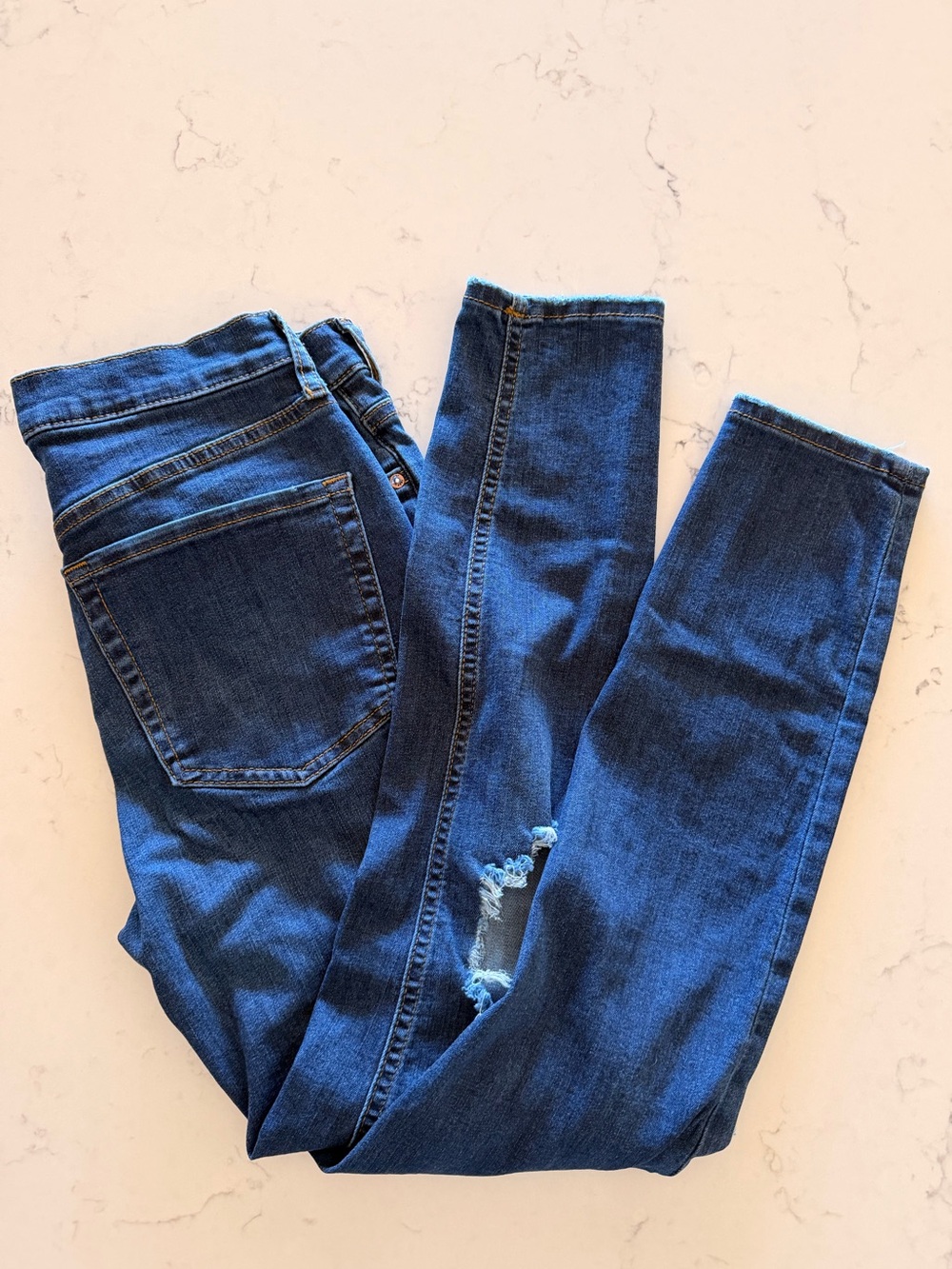 Free People Classic High-Rise Skinny Jeans in Dark Blue